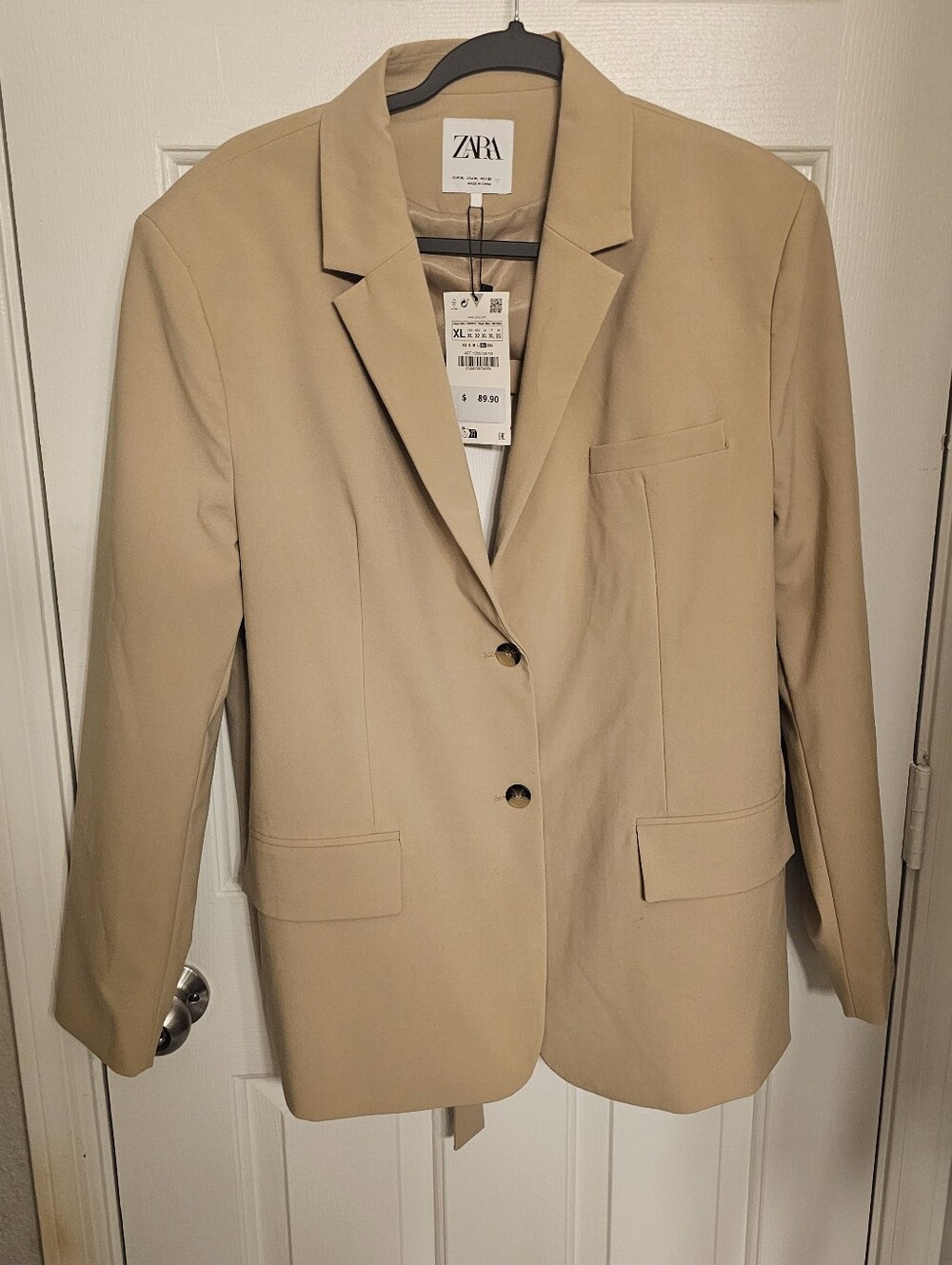 NWT Zara Tan Blazer with Open Peek-a-boo back size XL - Picture 5 of 7